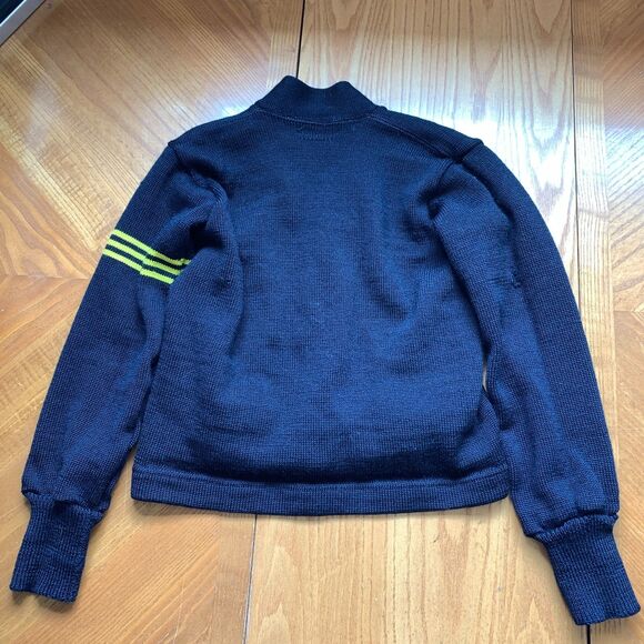 Vintage 60s Dehen 100% Wool Navy Varsity Cardigan -  Kids Size 4T - Picture 3 of 12
